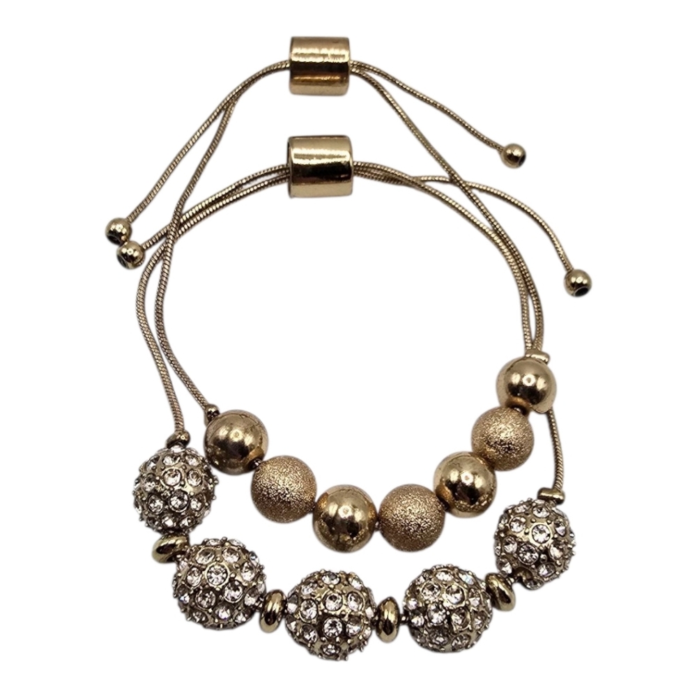 Guess Gold Tone Fireball Snake Adjustable Bracelet Set Of 2
